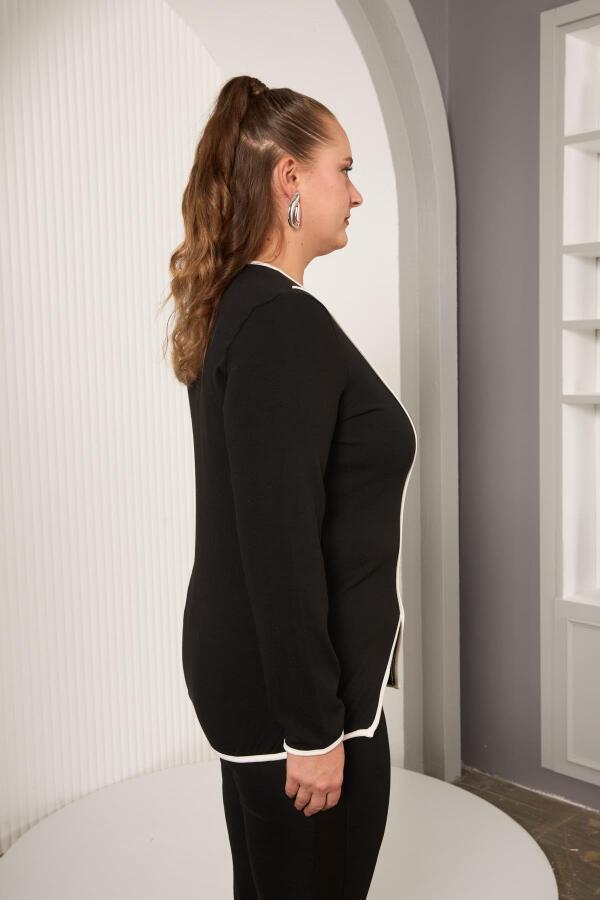 Büyük Beden Biyeli Bluz Siyah - 5