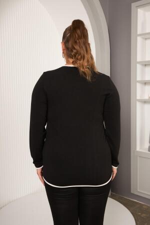 Büyük Beden Biyeli Bluz Siyah - 6