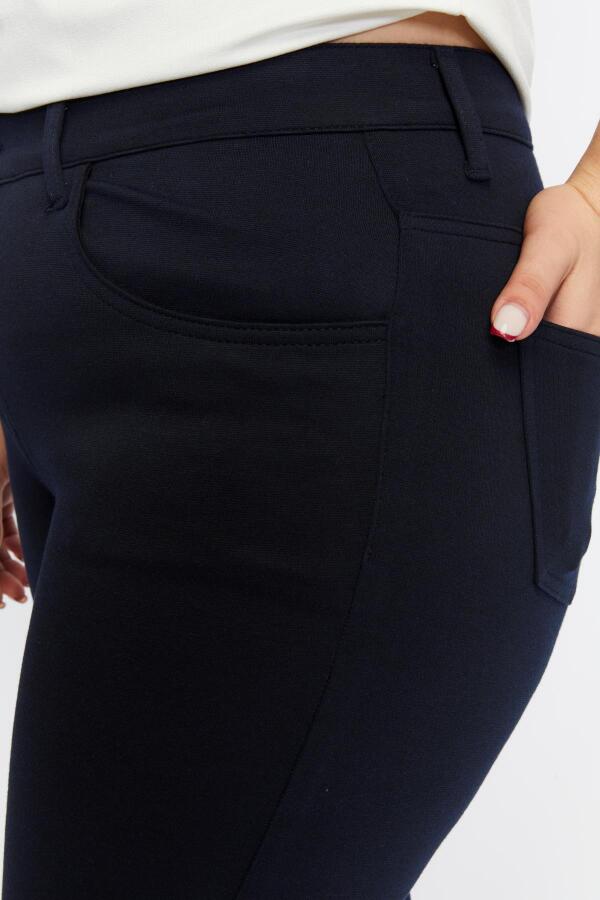 Büyük Beden Boru Paça Çelik Örme Pantolon Lacivert - 2