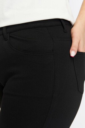 Büyük Beden Boru Paça Çelik Örme Pantolon Siyah - 3