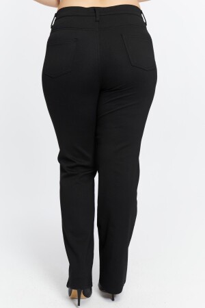 Büyük Beden Boru Paça Çelik Örme Pantolon Siyah - 5