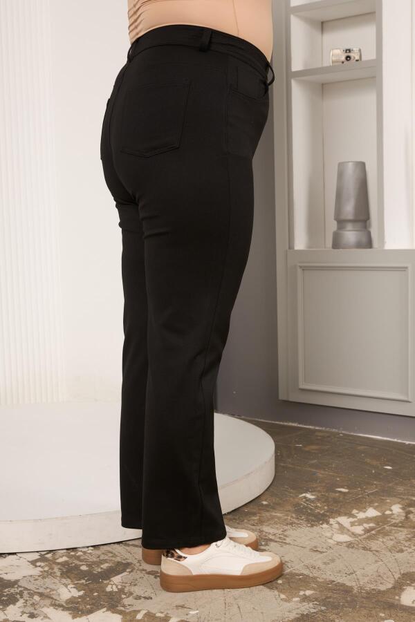 Büyük Beden Boru Paça Çelik Örme Pantolon Siyah - 2
