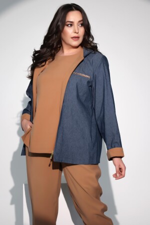Trend42plus Büyük Beden Camel Beli Lastikli Pantolon - 3
