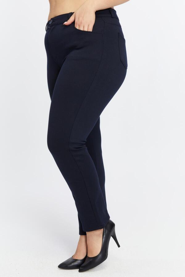Büyük Beden Çelik Örme Pantolon Lacivert - 2