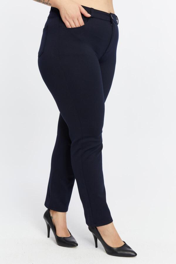Büyük Beden Çelik Örme Pantolon Lacivert - 3