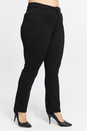 Büyük Beden Çelik Örme Pantolon Siyah - 3