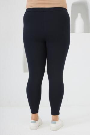 Büyük Beden Çelik Örme Tayt Lacivert - 3