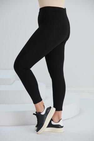 Büyük Beden Çelik Örme Tayt Siyah - 3