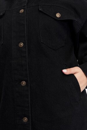 Büyük Beden Denim Ceket Siyah - 6