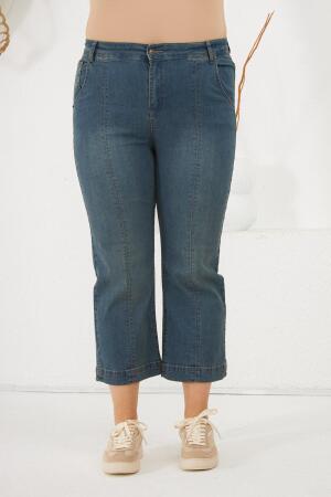 Büyük Beden Denim Pantolon Kim Mavi - 2