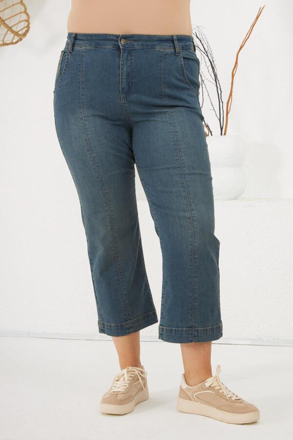 Büyük Beden Denim Pantolon Kim Mavi - 3