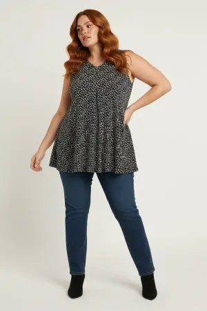 Büyük Beden Desenli V Yaka Kolsuz Geniş Kesim Tunik Bluz - Shape of You (1)