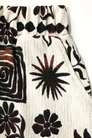 Büyük Beden Desenli Yüksek Bel Geniş Paça Pantolon - 6