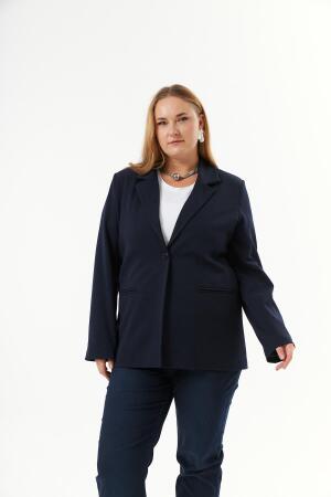 Büyük Beden Fileto Cep Astarlı Ceket Lacivert - RMG