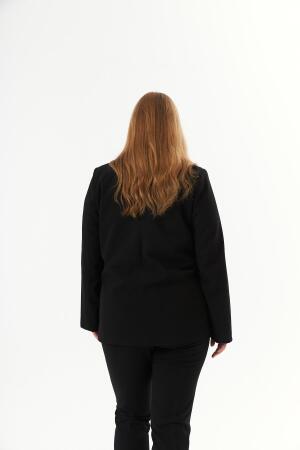 Büyük Beden Fileto Cep Astarlı Ceket Siyah - 6
