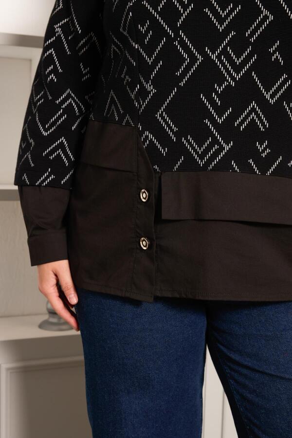 Büyük Beden Garnili Bluz Siyah - 4