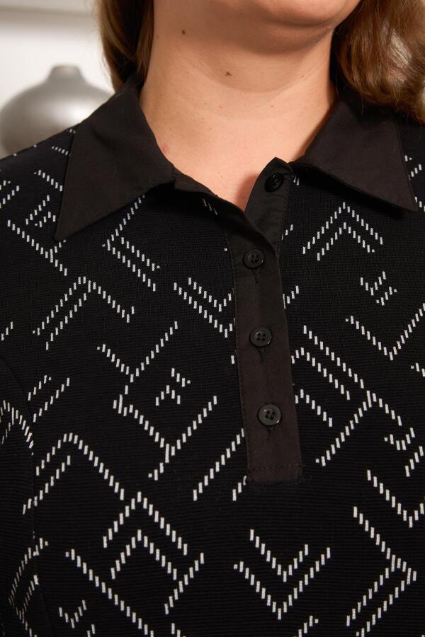 Büyük Beden Garnili Bluz Siyah - 5