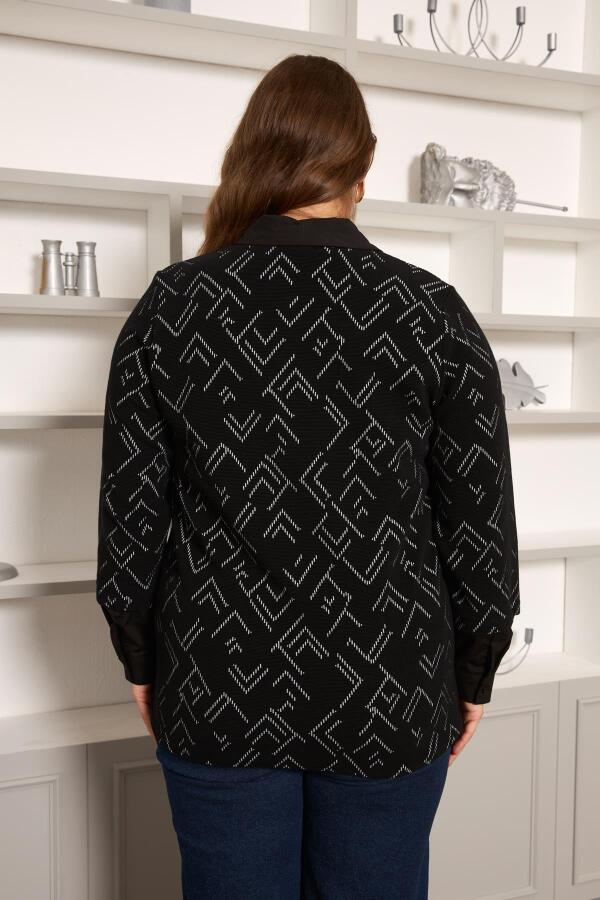 Büyük Beden Garnili Bluz Siyah - 6