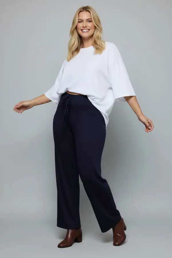 Büyük Beden Geniş Paça Esnek Jersey Yoga Pantolonu - 3