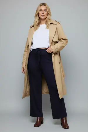 Büyük Beden Geniş Paça Esnek Jersey Yoga Pantolonu - 4