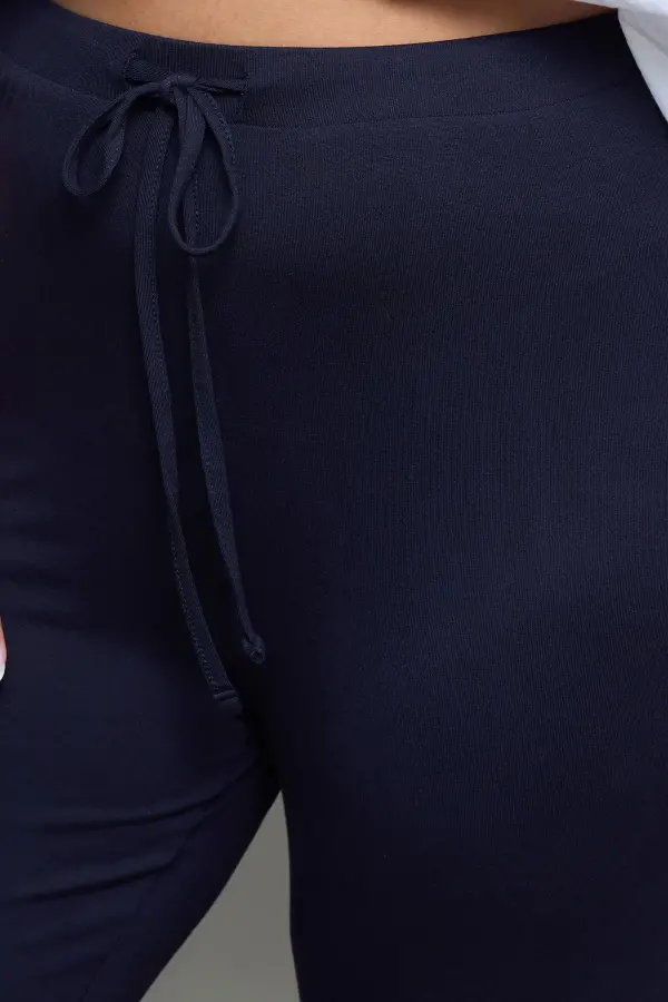 Büyük Beden Geniş Paça Esnek Jersey Yoga Pantolonu - 5