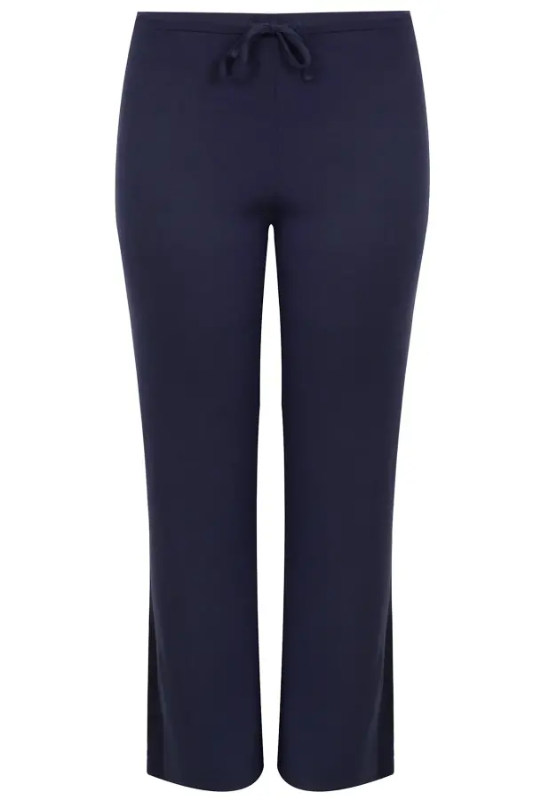 Büyük Beden Geniş Paça Esnek Jersey Yoga Pantolonu - 7