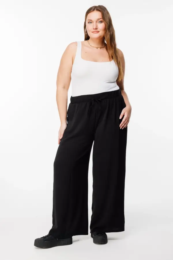 Büyük Beden Geniş Paça Esnek Yoga Pantolonu - 1