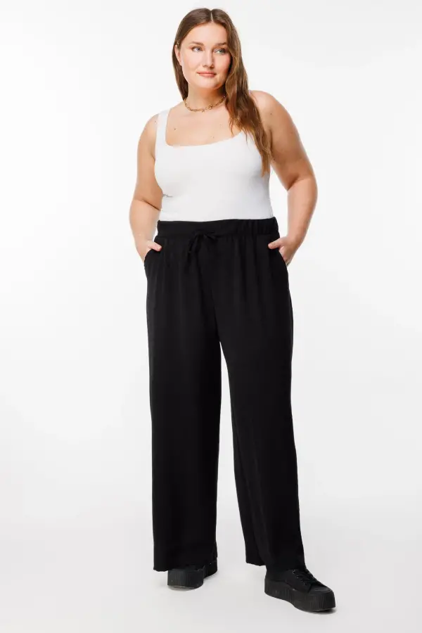 Büyük Beden Geniş Paça Esnek Yoga Pantolonu - 4