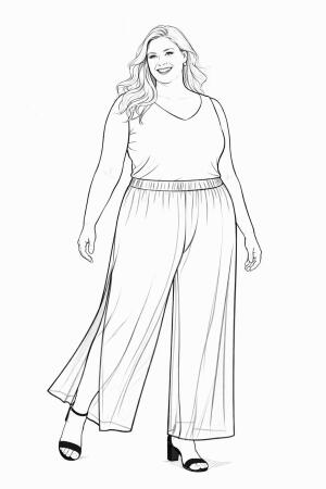 Büyük Beden Geniş Paçası Dökümlü Yırtmaçlı Abiye Pantolon ND4023 - Angelino Butik (1)