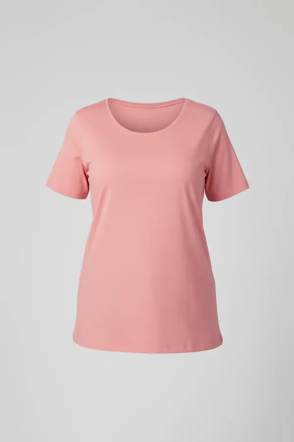 Büyük Beden Geniş Yaka Basic Tshirt - 5