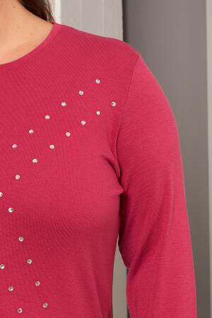 Büyük Beden Geometrik Taşlı Bluz Violet - RMG (1)