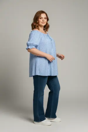 Büyük Beden Gingham Dokulu Volanlı Bluz - Shape of You (1)