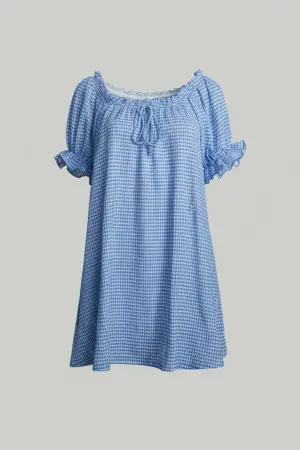 Büyük Beden Gingham Dokulu Volanlı Bluz - 6