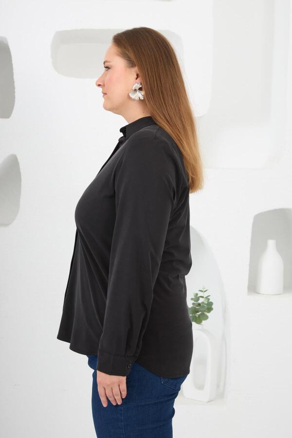 Büyük Beden Gömlek Siyah - 2