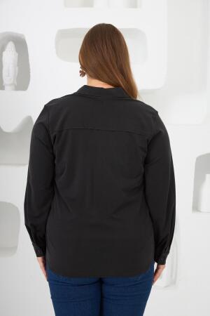 Büyük Beden Gömlek Siyah - 4