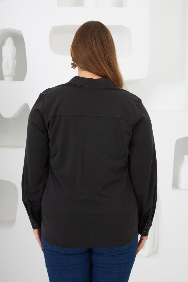 Büyük Beden Gömlek Siyah - 4