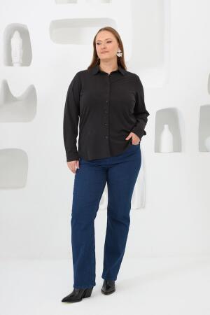 Büyük Beden Gömlek Siyah - 6