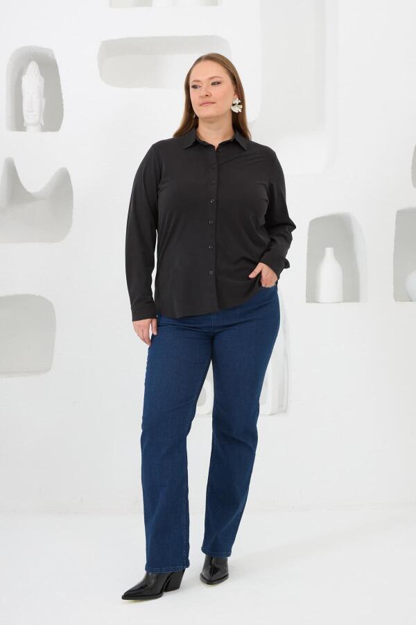 Büyük Beden Gömlek Siyah - 6