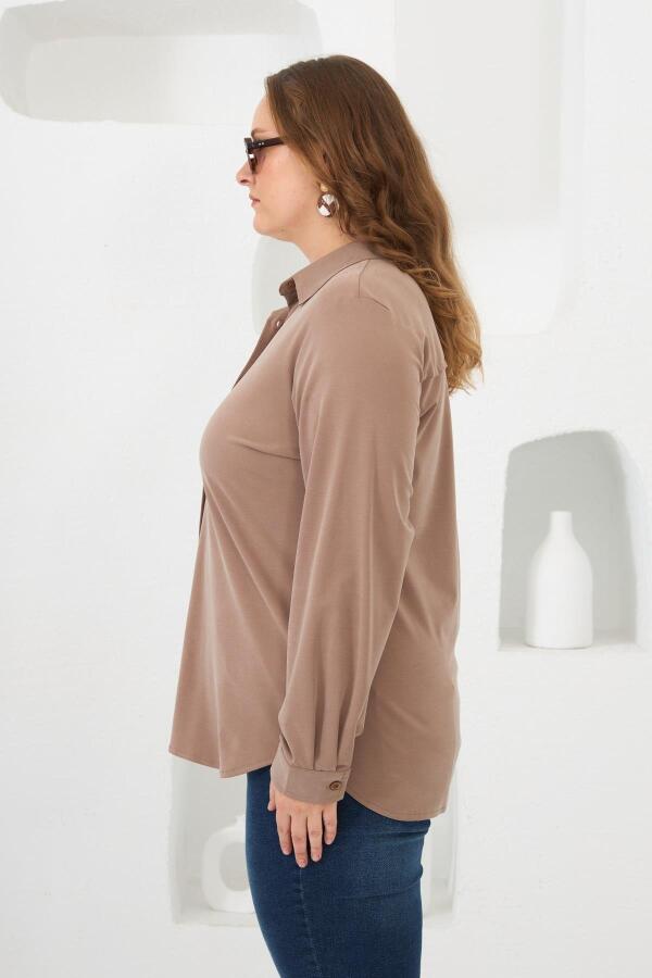 Büyük Beden Gömlek Vizon - 2