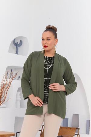 Büyük Beden Haki Ceket Atlet İkili Takım - RMG