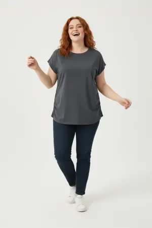 Büyük Beden Japone Kol Büzgülü T-shirt - 3