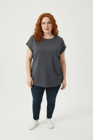 Büyük Beden Japone Kol Büzgülü T-shirt - 4