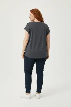 Büyük Beden Japone Kol Büzgülü T-shirt - 5