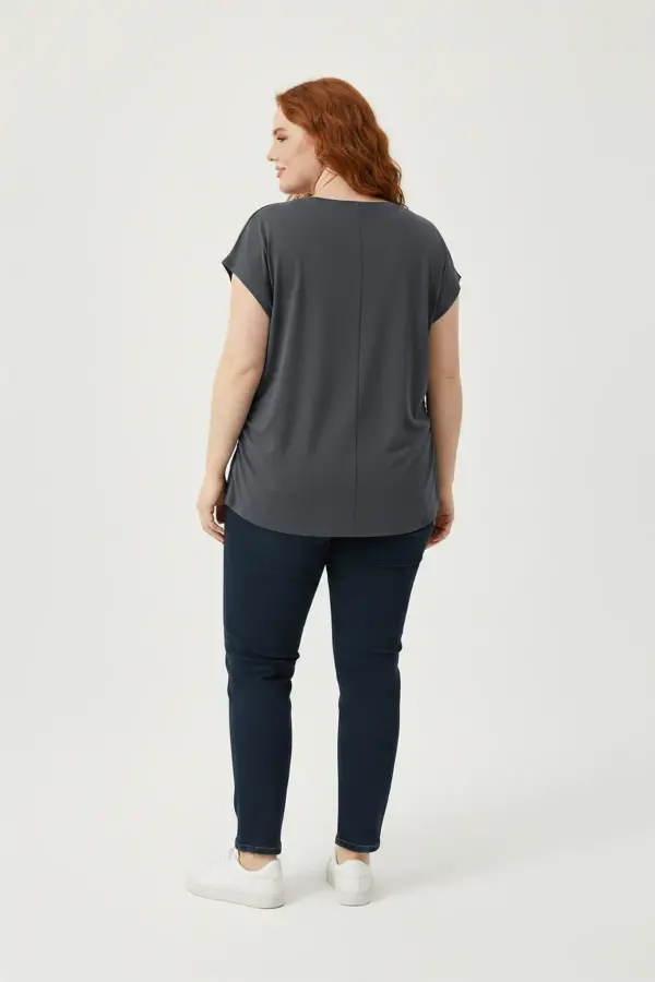 Büyük Beden Japone Kol Büzgülü T-shirt - 5