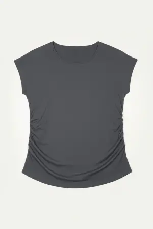 Büyük Beden Japone Kol Büzgülü T-shirt - 6