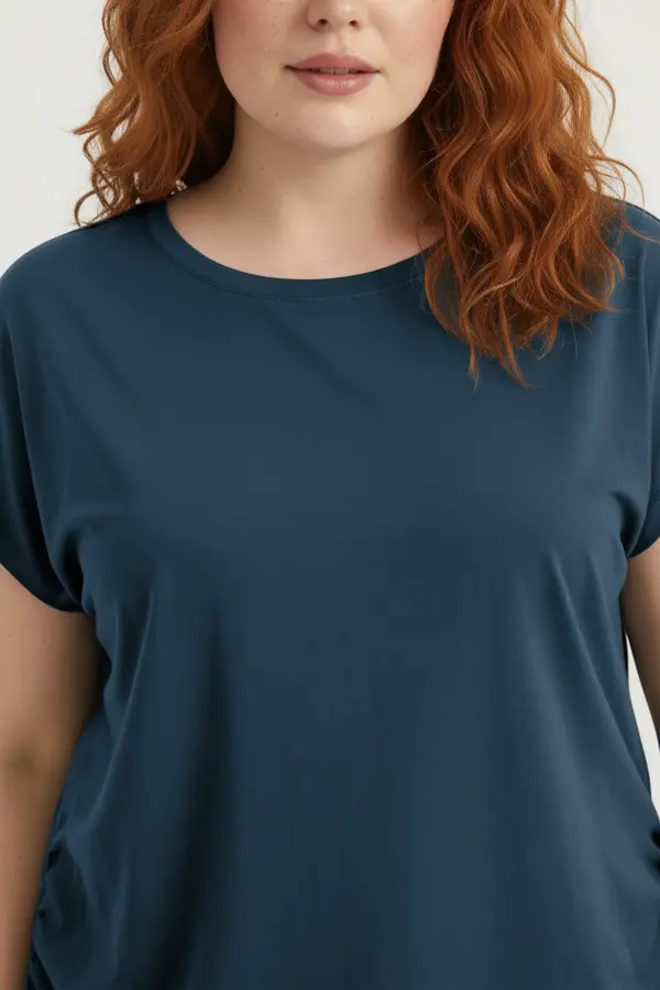 Büyük Beden Japone Kol Büzgülü T-shirt - 2