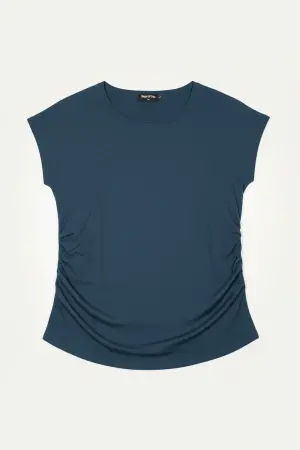 Büyük Beden Japone Kol Büzgülü T-shirt - 5