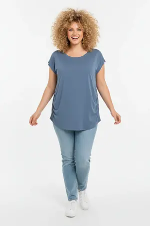 Büyük Beden Japone Kol Yanlardan Büzgülü T-shirt - Shape of You (1)