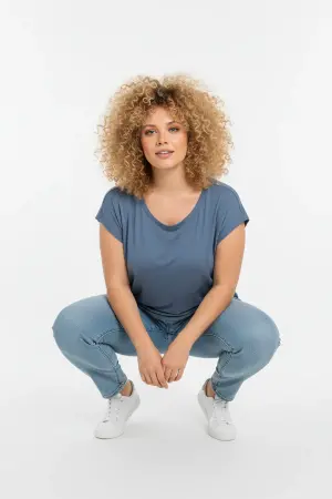 Büyük Beden Japone Kol Yanlardan Büzgülü T-shirt - 4