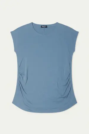 Büyük Beden Japone Kol Yanlardan Büzgülü T-shirt - 6